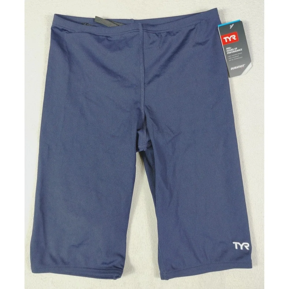 TYR Durafast One Swim Jammer Mens 30 Navy Chlorine Proof UPF 50+ Performance